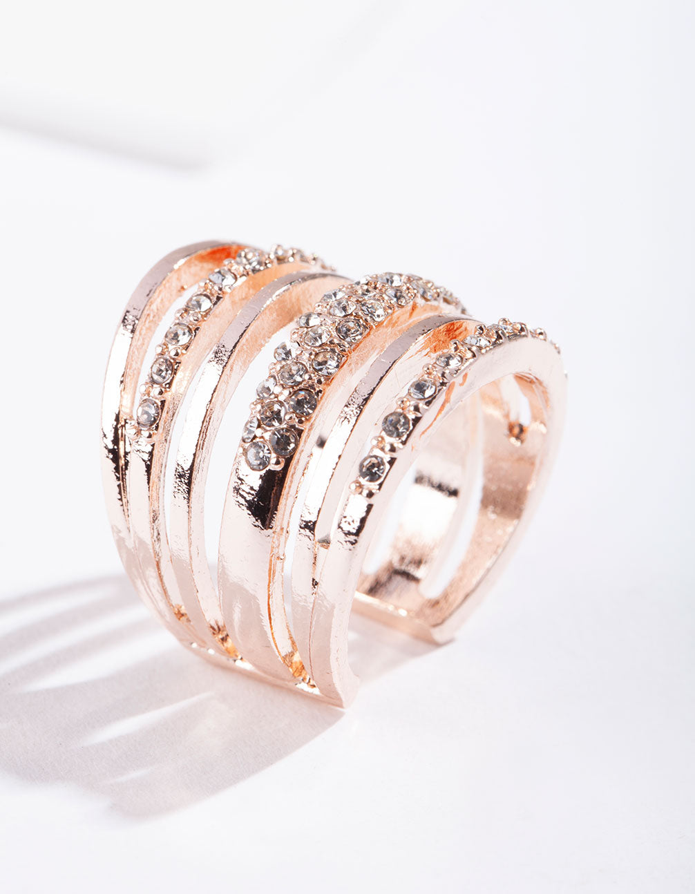 Rose Gold Six Layer Diamante Band Ring