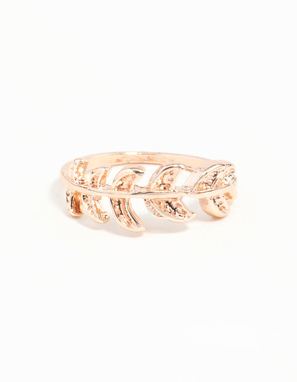 Rose Gold Leaf Band Ring