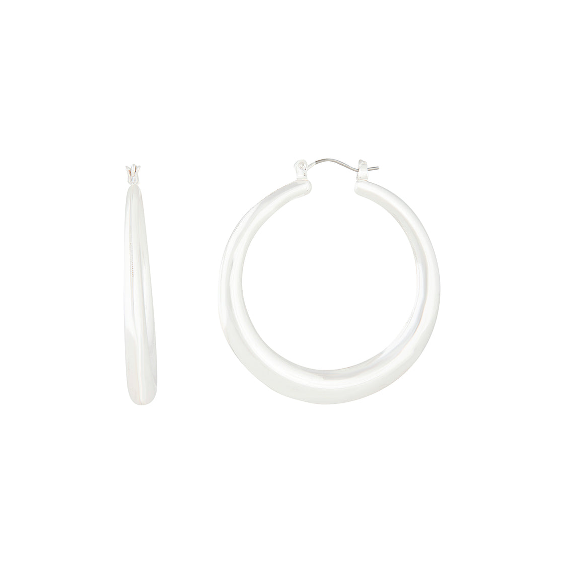 Silver Circular Tube Hoop Earrings