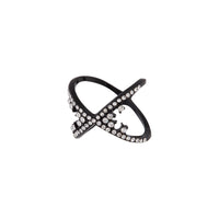 Black Silver Diamante Cross Ring - link has visual effect only