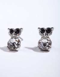 Rhodium Diamante Owl Stud Earrings - link has visual effect only