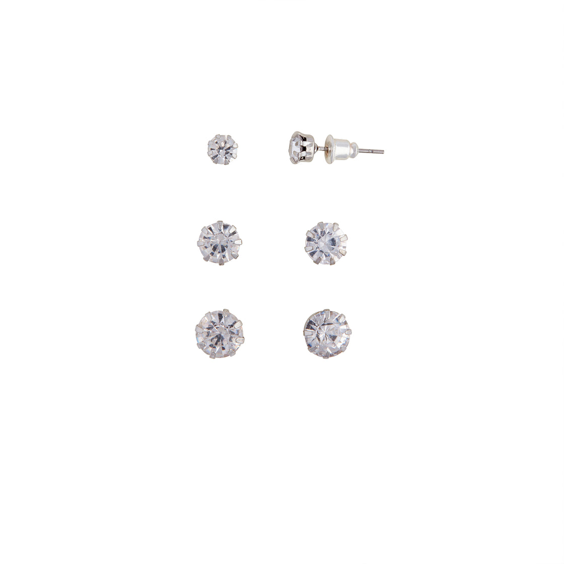 Silver Trio Diamante Earring Pack