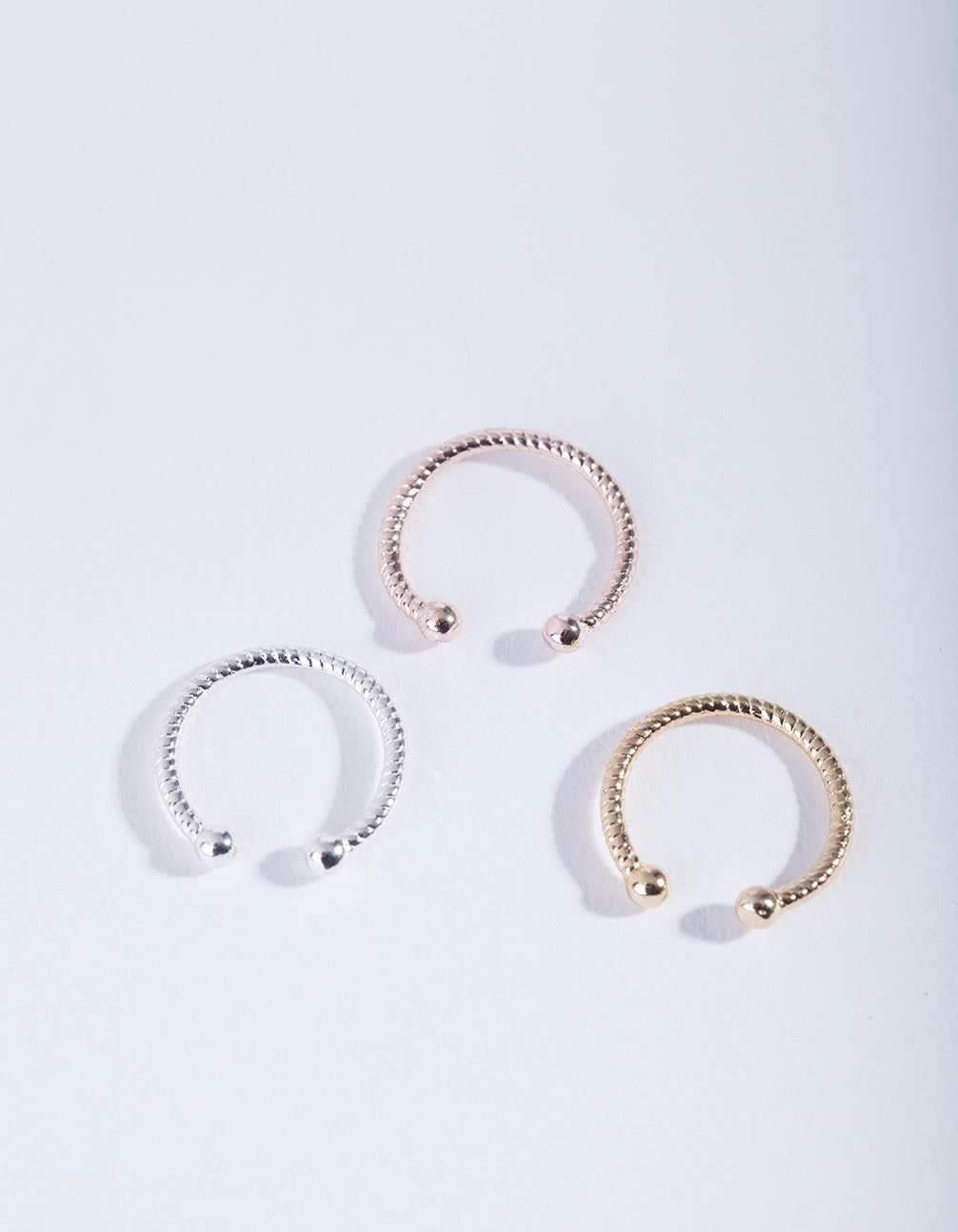 Mixed Metal Diamond Cut Septum Nose Ring Pack