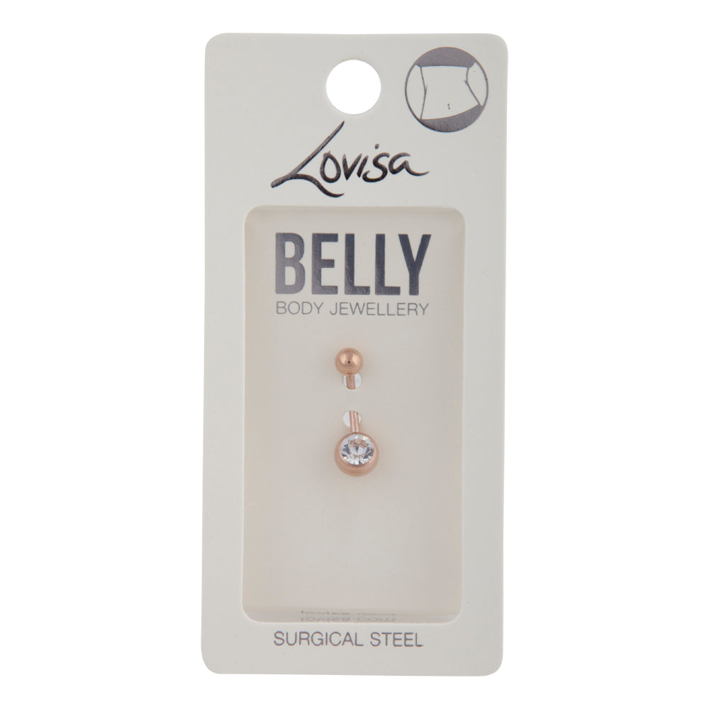 Rose Gold Diamante Belly Bar