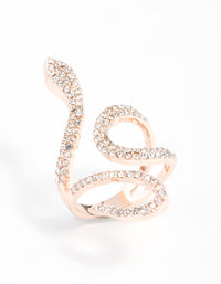Rose Gold Diamante Snake Swirl Ring - link has visual effect only