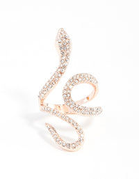 Rose Gold Diamante Snake Swirl Ring - link has visual effect only