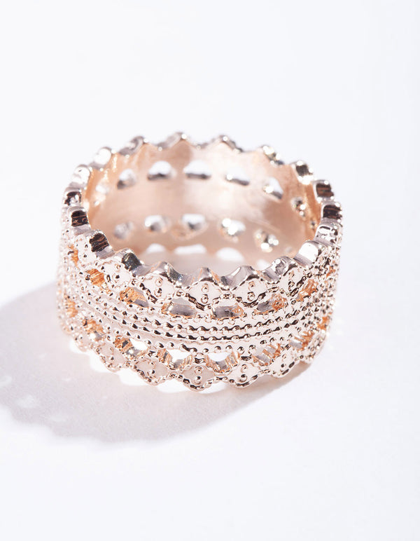 Rose Gold Lace Detail Ring