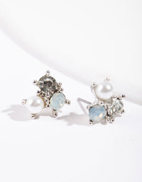 Silver Stone & Pearl Cluster Earrings - link has visual effect only