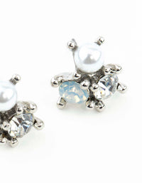 Silver Stone & Pearl Cluster Earrings - link has visual effect only