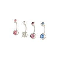 Surgical Steel Mixed Stones Belly Bar 4-Pack - link has visual effect only