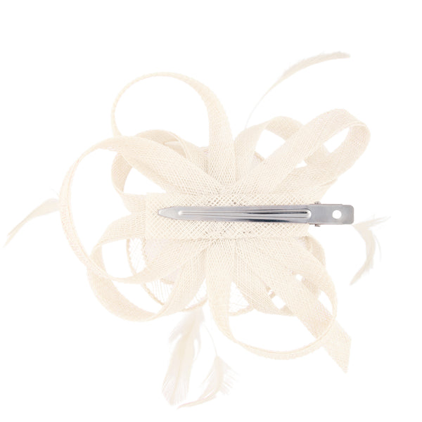 Cream Swirl & Feather Clip