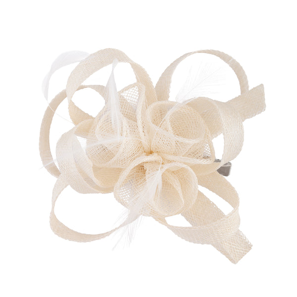 Cream Swirl & Feather Clip
