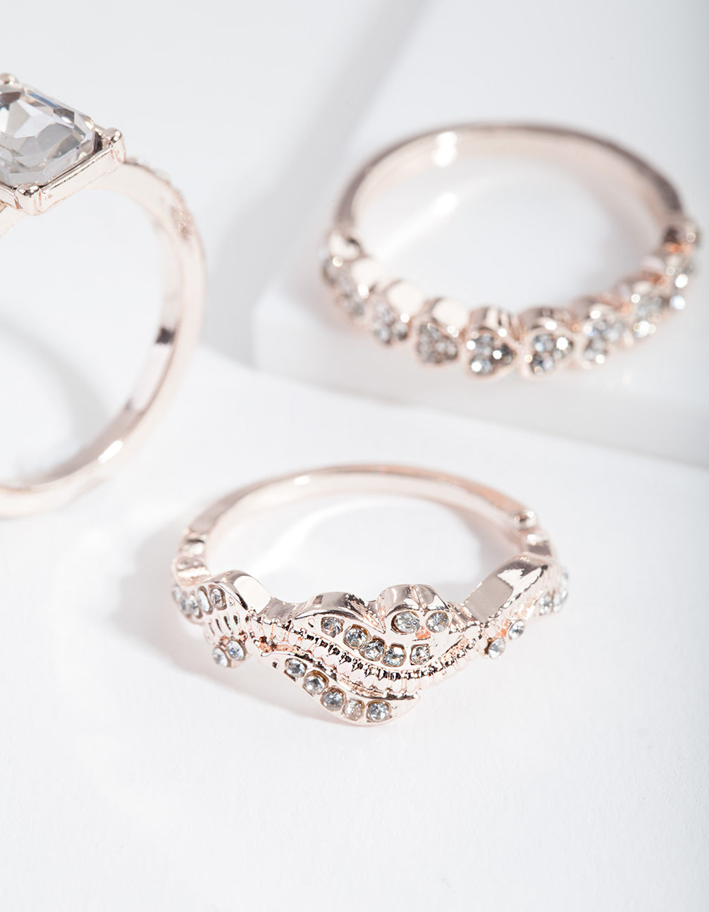 Rose Gold Chunky Engagement Ring Stack