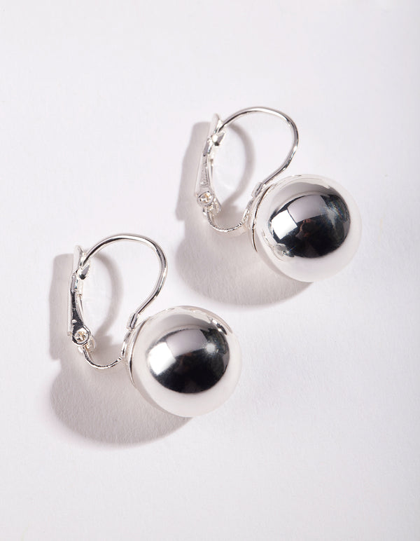 Silver Euro Ball Earrings