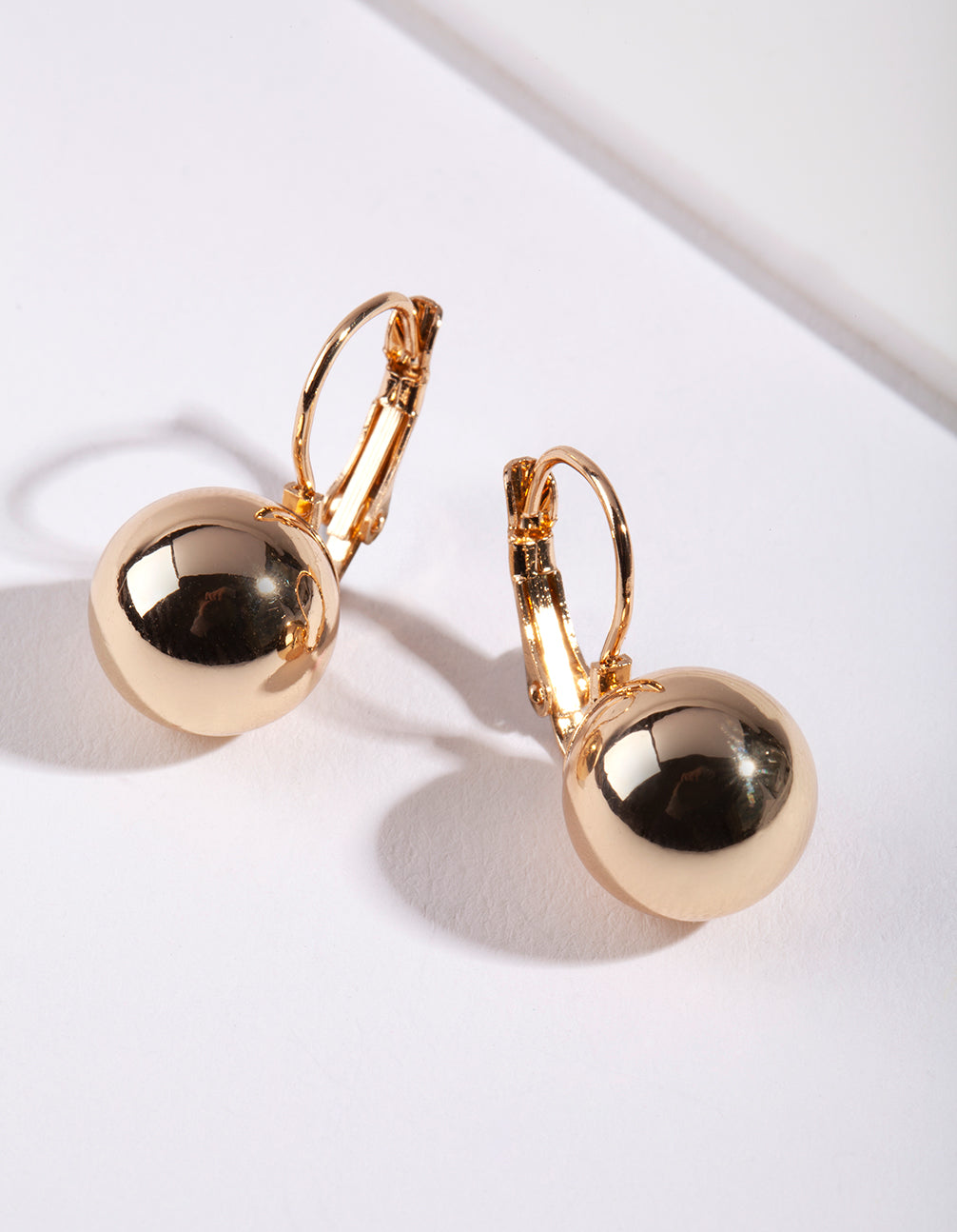 Gold Euro Ball Conti Clasp Earrings