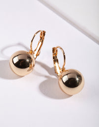 Gold Euro Ball Conti Clasp Earrings - link has visual effect only