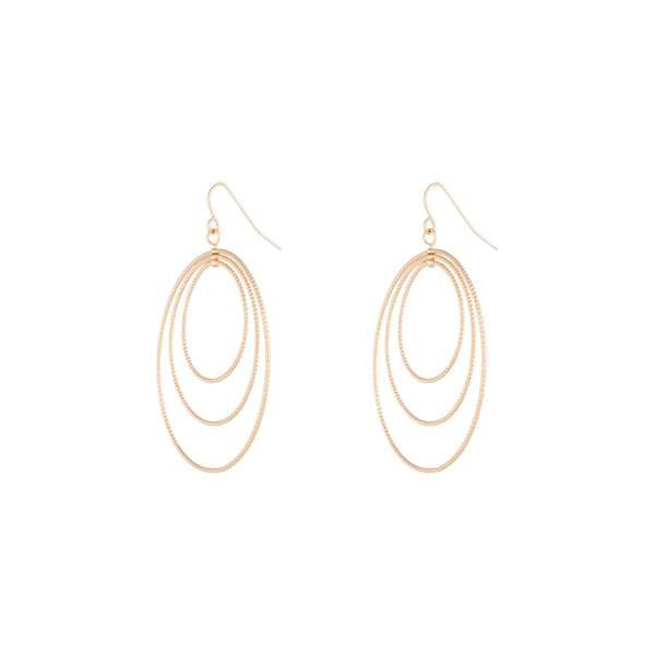Gold Diamond Cut Circle Multi Drop Earrings