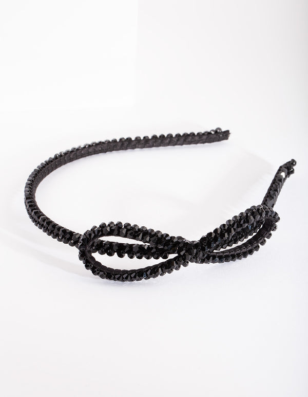 Black Diamante Bow Headband