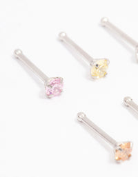 Surgical Steel  Dainty Diamante Nose Hook 6-Pack - link has visual effect only