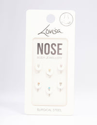 Surgical Steel  Dainty Diamante Nose Hook 6-Pack - link has visual effect only