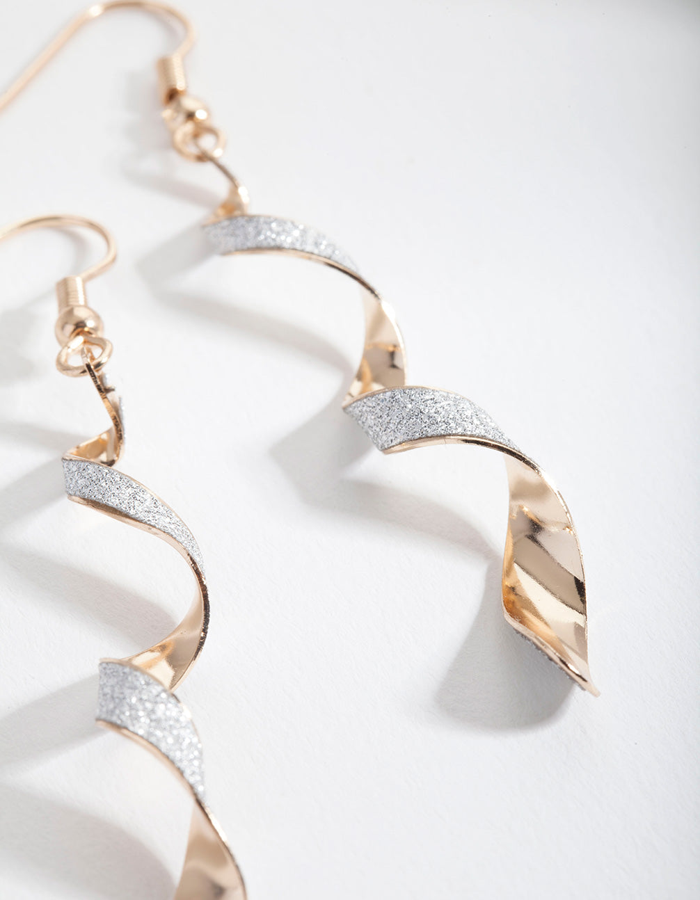 Gold & Silver Glitter Twist Drop Earrings