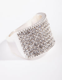 Silver Diamante Wide Pave Band Ring - link has visual effect only