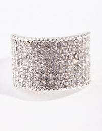 Silver Diamante Wide Pave Band Ring - link has visual effect only