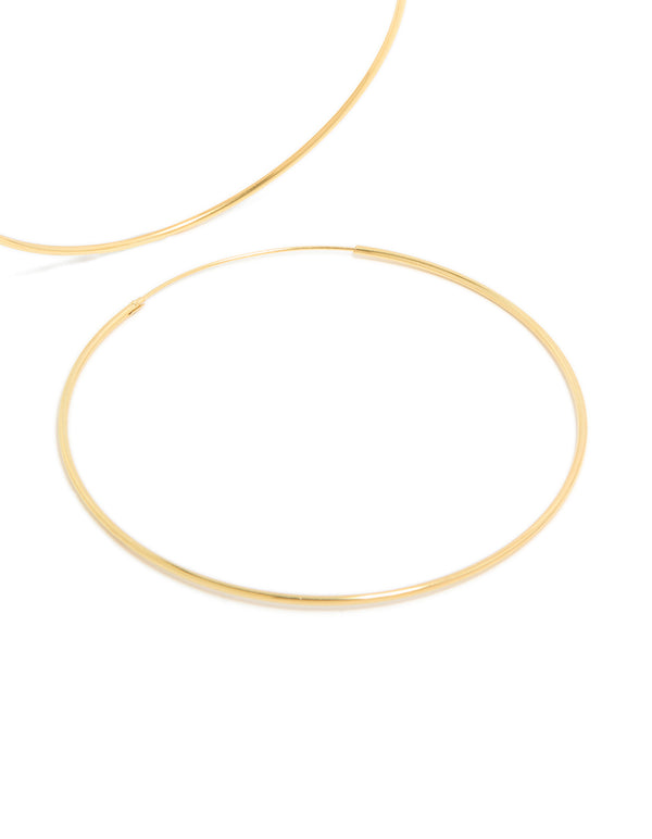 Gold Plated Sterling Silver Fine 60mm Hoop
