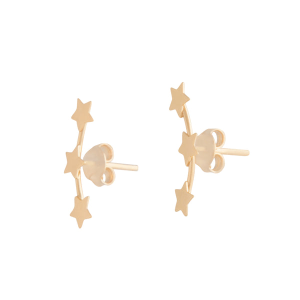 Gold Plated Sterling Silver Triple Star Stud Earrings
