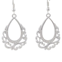 Silver Ornate Teardrop Earrings - link has visual effect only