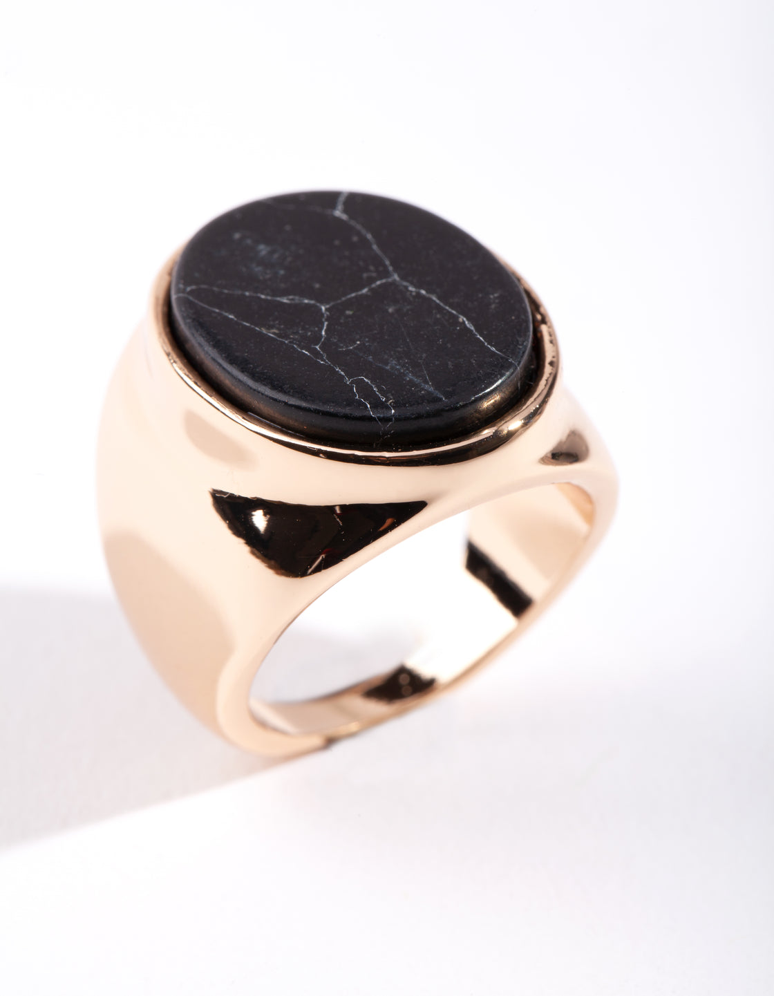 Gold Oval Stone Thick Ring