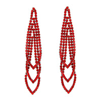 Red Gunmetal Loop Cup Chain Earrings - link has visual effect only