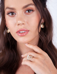 Gold Circle Pendant Drop Earrings - link has visual effect only