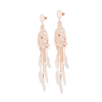 Rose Gold Pink Filigree Cascade Feather Earrings - link has visual effect only