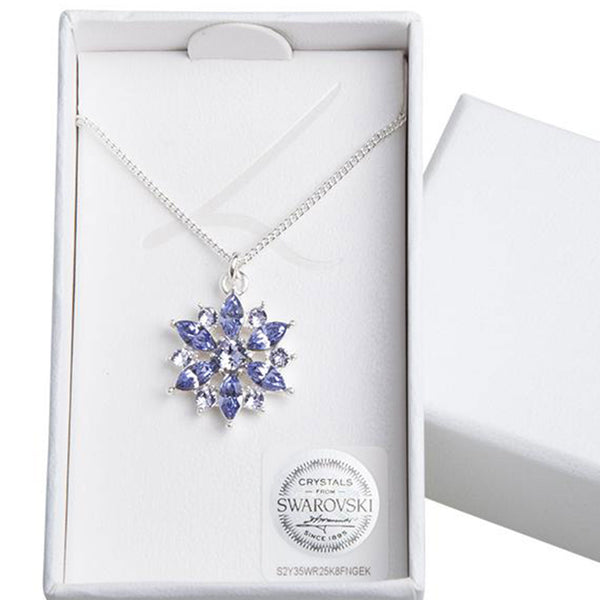 Lavender Faceted Crystal Flower Pendant Necklace