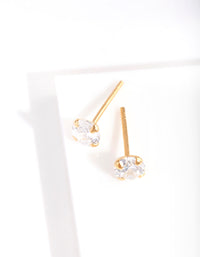 Gold Plated Sterling Silver 1/2 Carat Stud Cubic Zirconia Earrings - link has visual effect only