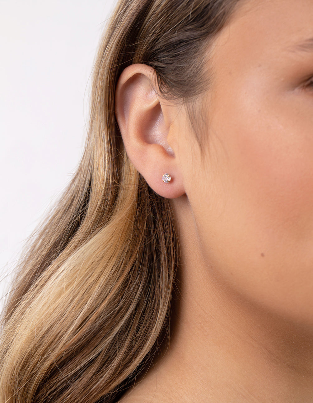 Gold Plated Sterling Silver Cubic Zirconia 1/4 Carat Stud Earrings