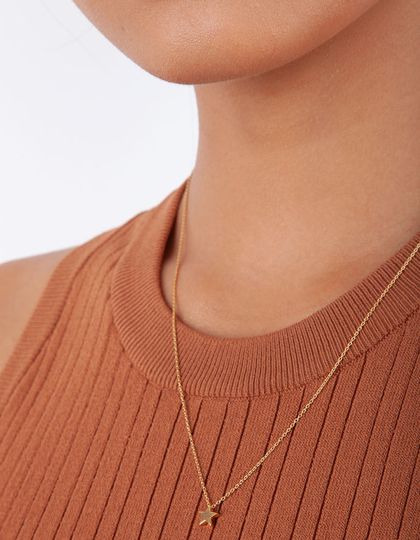 Gold Plated Sterling Silver Star Pendant Necklace
