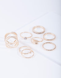Gold Double Crossover Diamante Ring 8-Pack - link has visual effect only