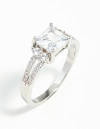 Silver Cubic Zirconia Square Stone Ring - link has visual effect only
