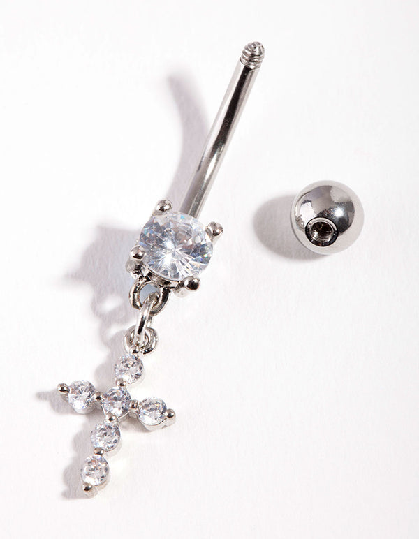 Surgical Steel Cubic Zirconia Belly Bar