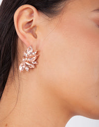Rose Gold Navette Cluster Stud - link has visual effect only