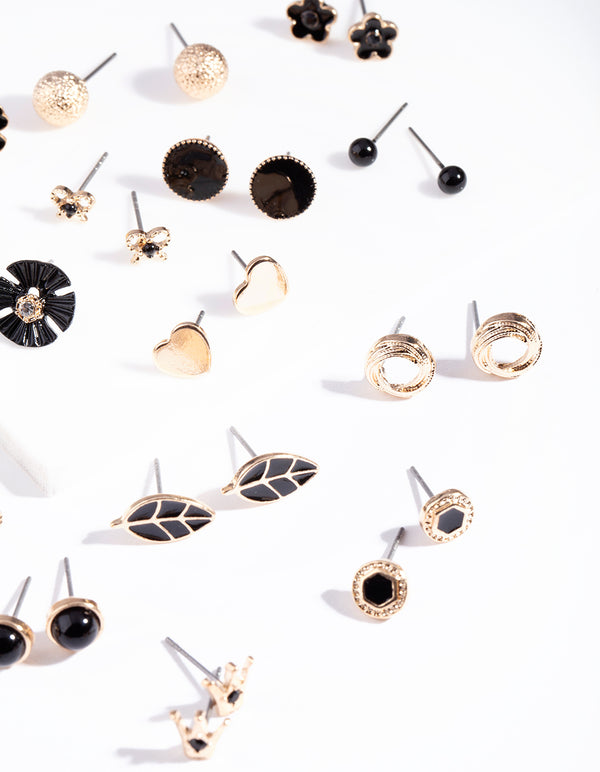 Black Gold Nature Stud Earring 20 Pack