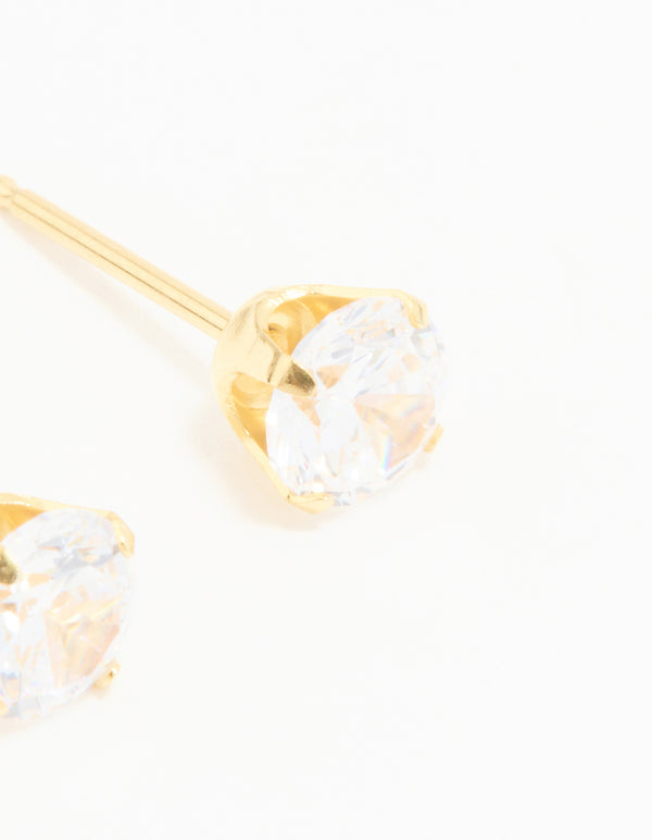 Gold 24K Cubic Zirconia 24K Piercing Stud