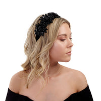 Black Statement Embellished Flower Headband - link has visual effect only