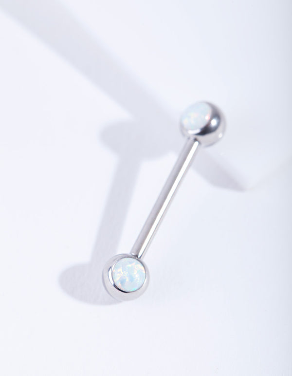 Surgical Steel Synthetic Opal Nipple Bar