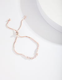 Rose Gold Cubic Zirconia Wave Chain Bracelet - link has visual effect only
