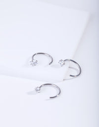 Surgical Steel Crystal Nail Nose Ring Pack - link has visual effect only