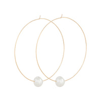 Gold Hoop Pearl Charm Earrings - link has visual effect only