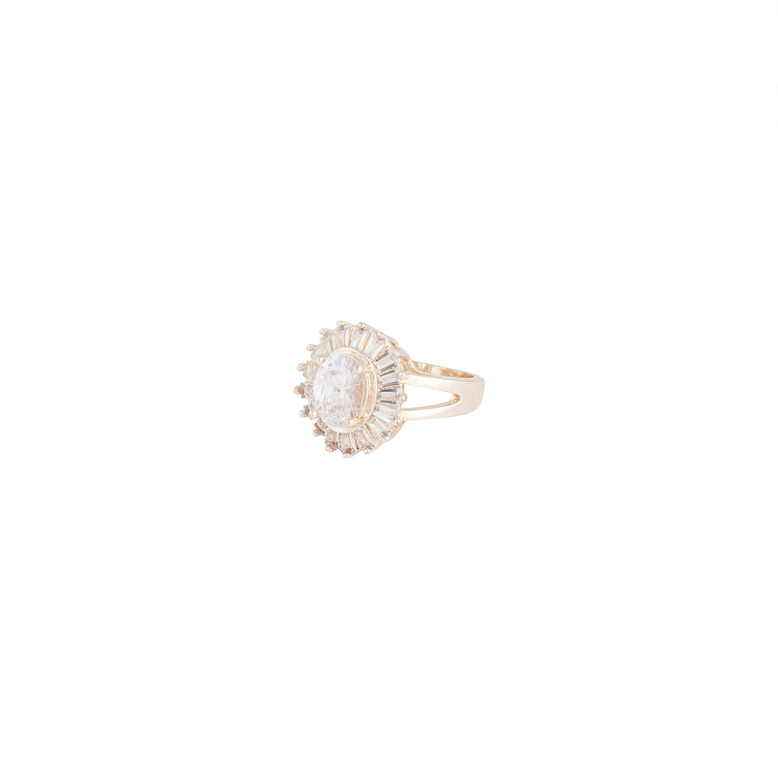 Rose Gold Cubic Zirconia Oval Surround Ring
